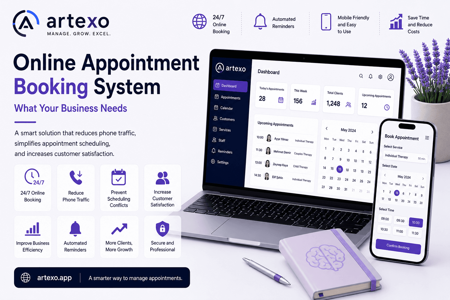 Online appointment scheduling system for psychologists and therapists with client and session management
